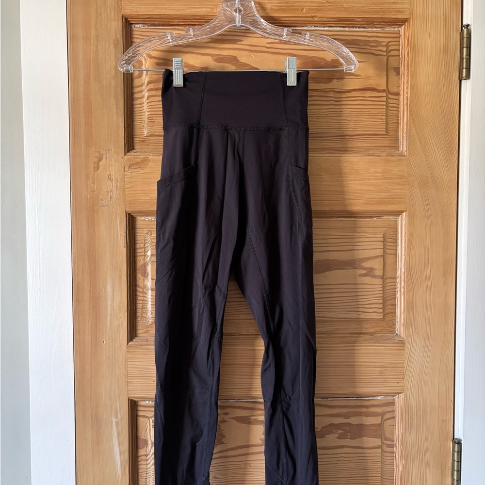 P’tula Black High-Waisted Leggings with mesh detail